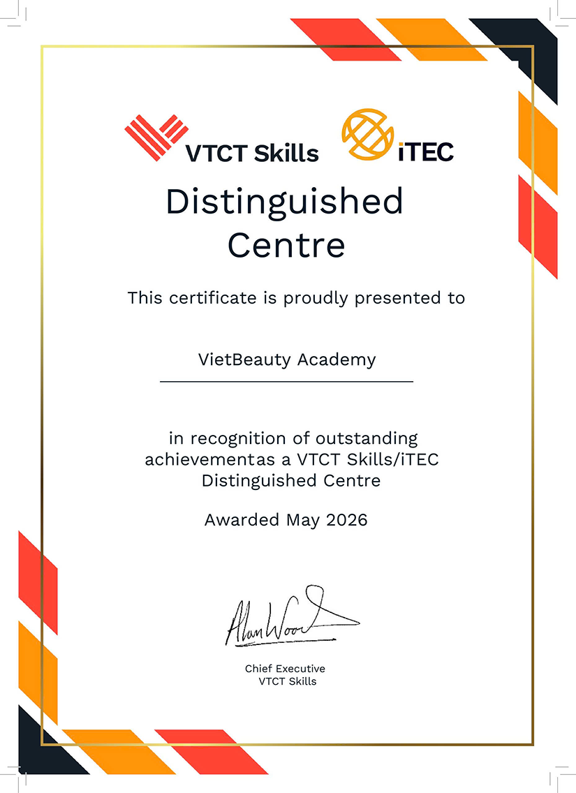 VietBeauty Academy được VTCT Skills iTEC Vương quốc Anh vinh danh là Trung tâm Xuất sắc năm 2026 | VietBeauty Academy VietBeauty Academy được VTCT Skills iTEC Vương quốc Anh vinh danh là Trung tâm Xuất sắc năm 2026 | VietBeauty Academy